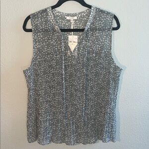 Teal Floral Sleeveless Blouse